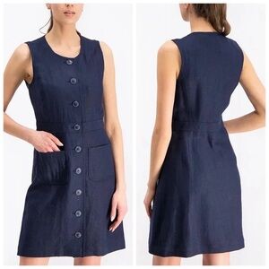 Tory Burch Navy Blue Linen Sleeveless Sheath Mini Dress size 0